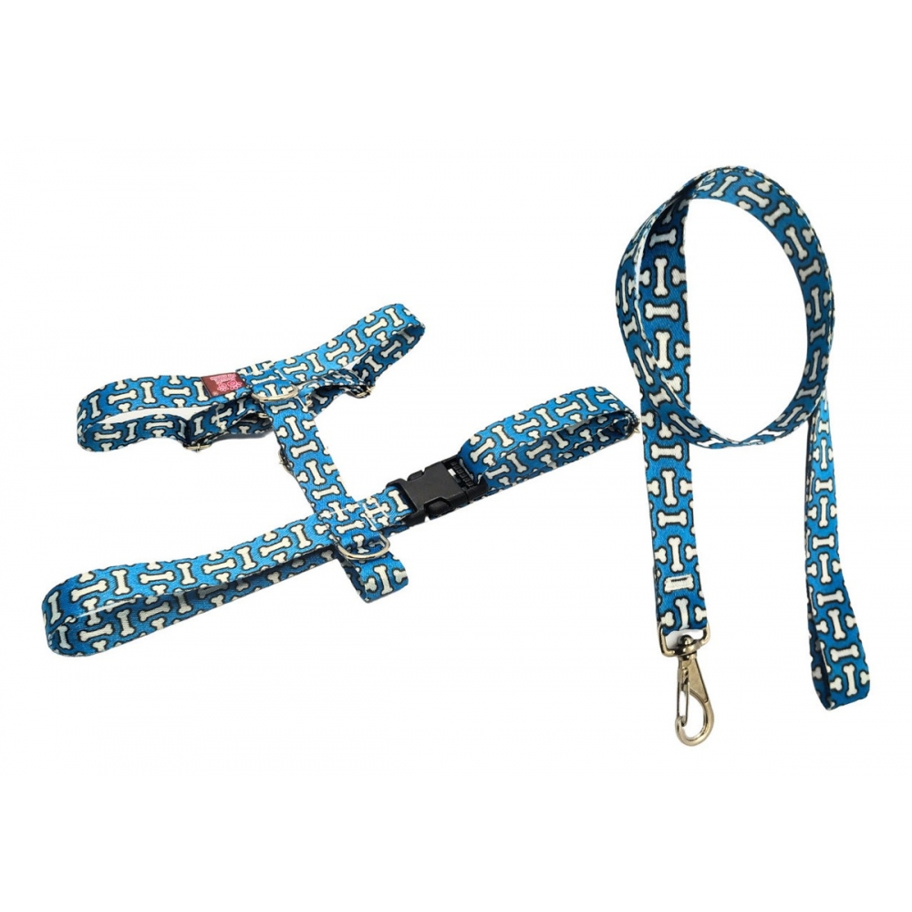 Peitoral Coleira H Para Cachorro Anti-puxão Guia Mosquetão - Azul